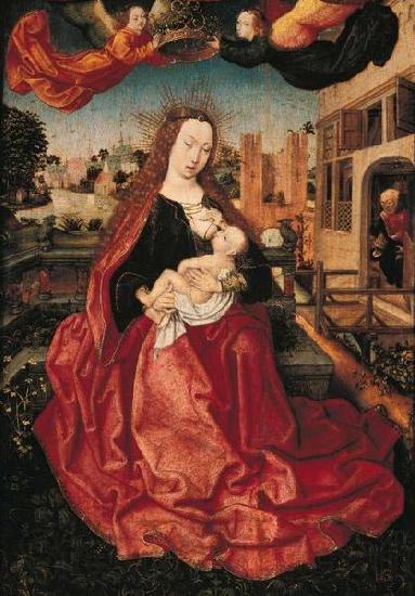 Master of Frankfurt Madonna and Child crowned by two angels. Norge oil painting art